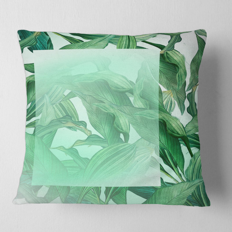 Housse de coussin rectangulaire rectangulaire sur feuille de palmier tropical, 16" x 16"