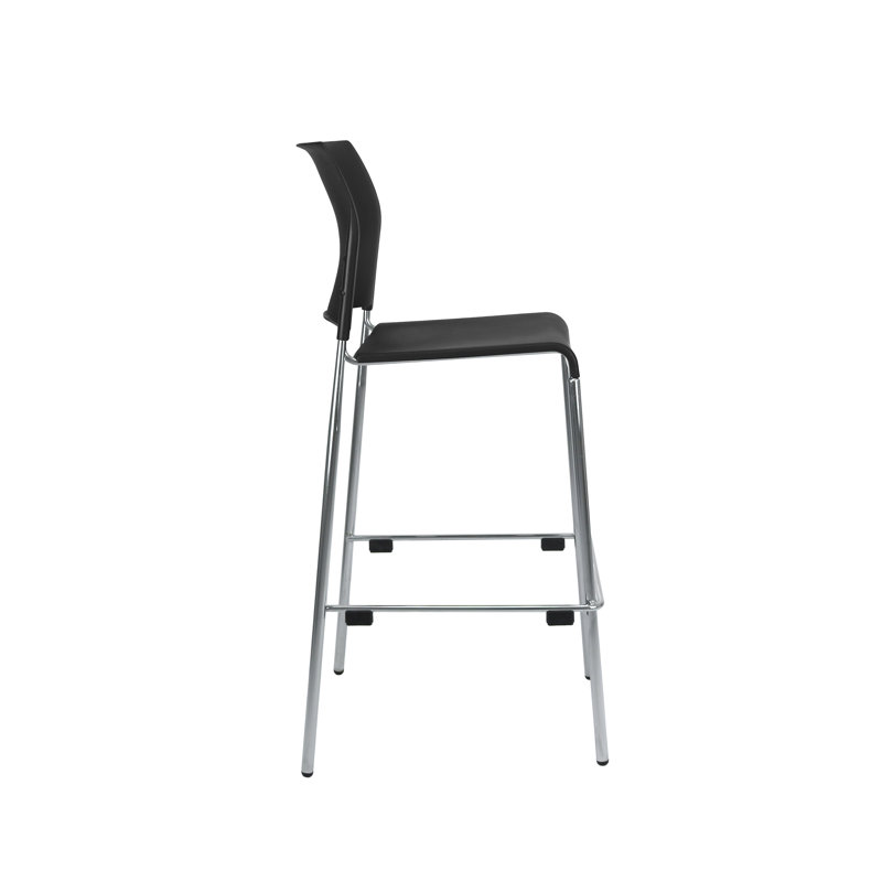 Jody Plastic Stack Stool, Charcoal, Bar Stool (30" Seat Height)