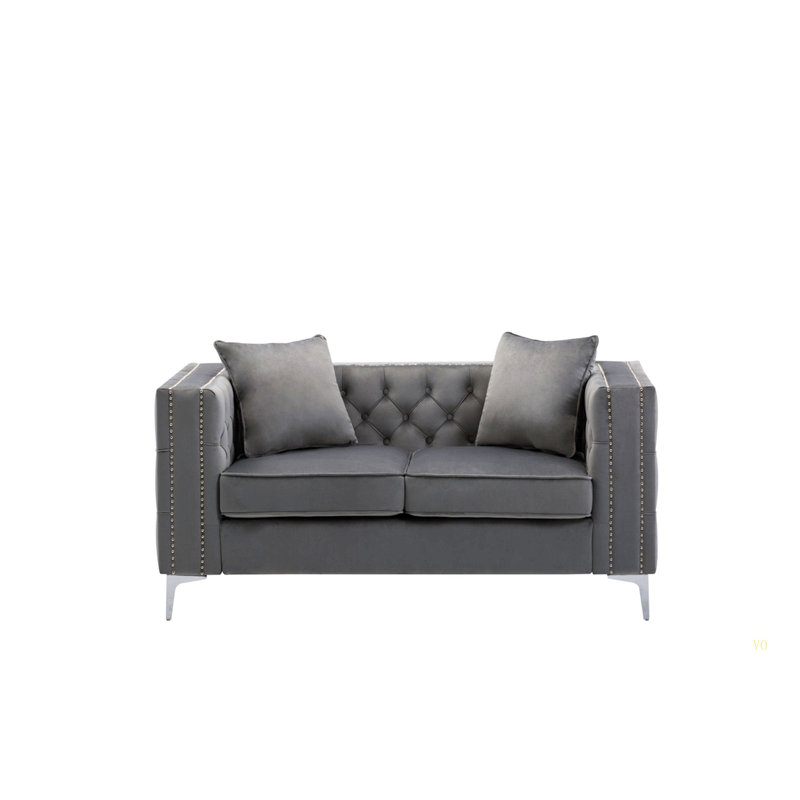 Causeuse en velours gris Lorreto