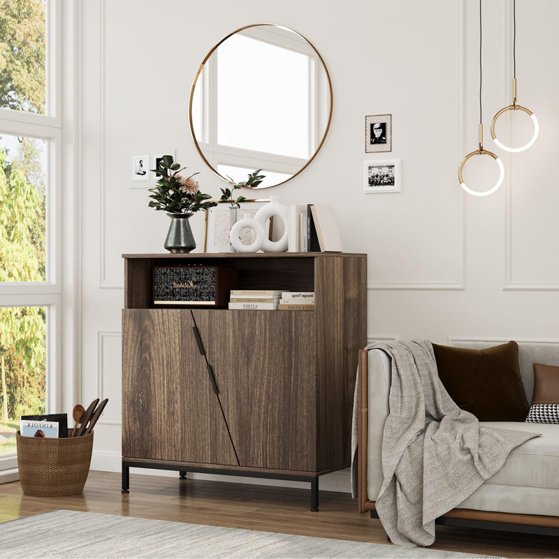 Armoire de rangement avec portes et tablettes - Buffet moderne avec rangement, Brun