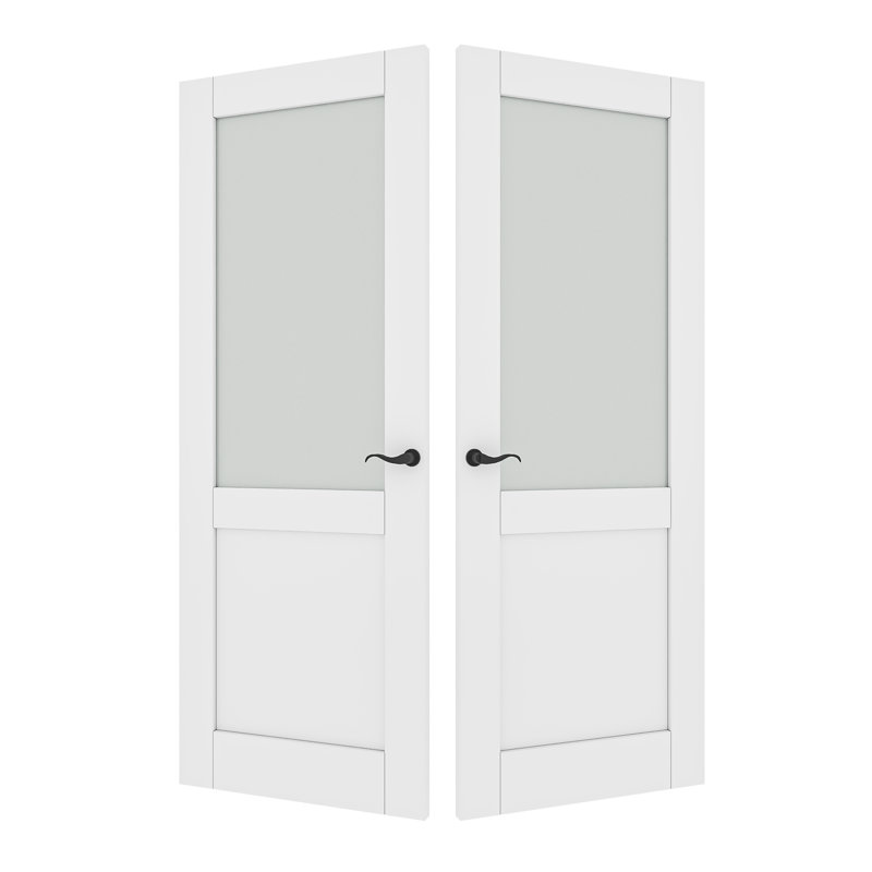 Porte double garde-manger avec porte et ensemble de quincaillerie / poignées françaises, 60 po x 80 po, Quincaillerie noire