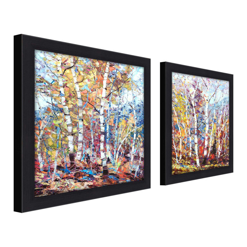 Birch Colors, ensemble de 2 pièces encadrées sur papier, Noir