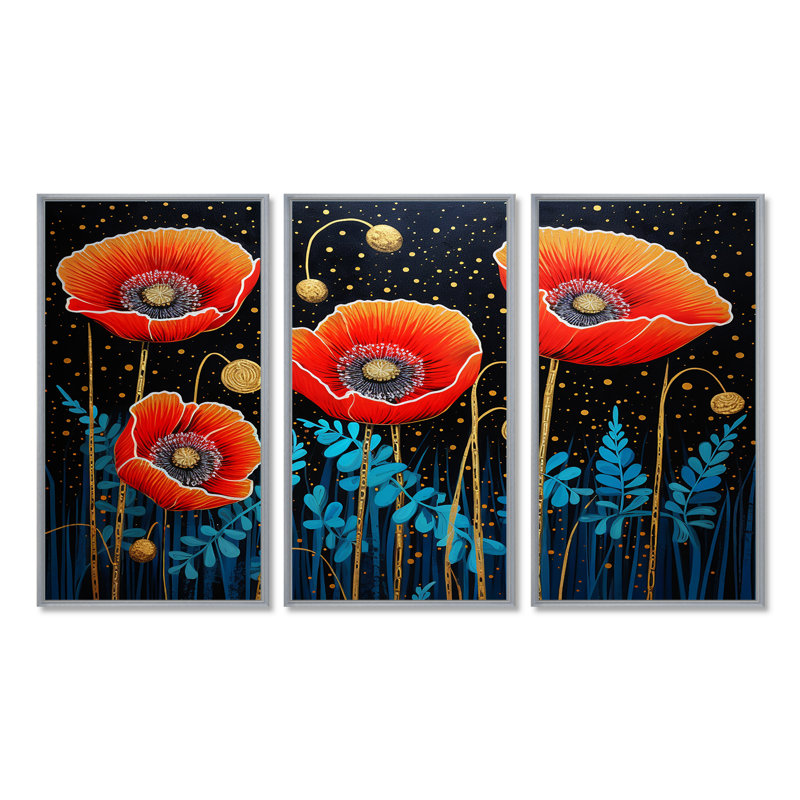 Ensemble de salon Torquay - Poppy Wall Art, Encadrement argenté, H 32 po x l 48 po x P 1 po
