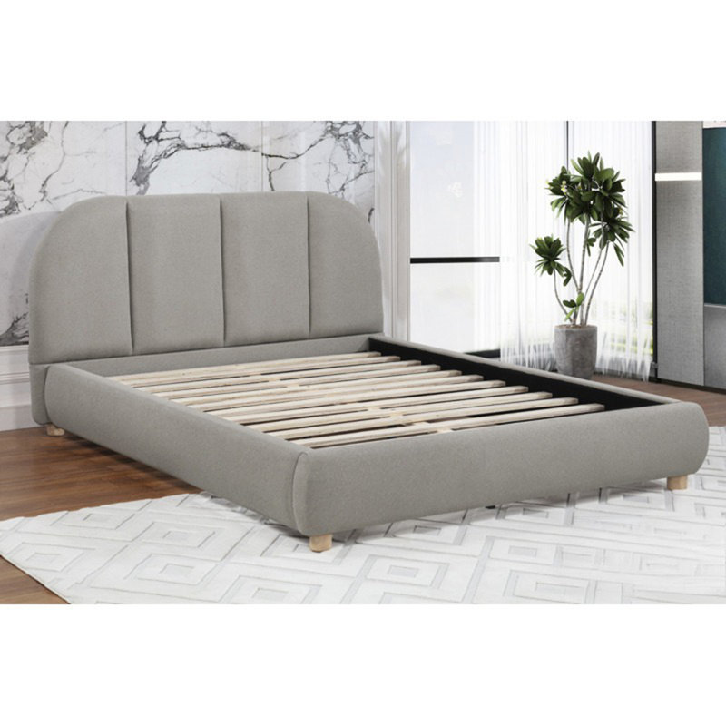 Structure de lit plateforme moderne / contemporaine tapissier 1pc, Havane clair
