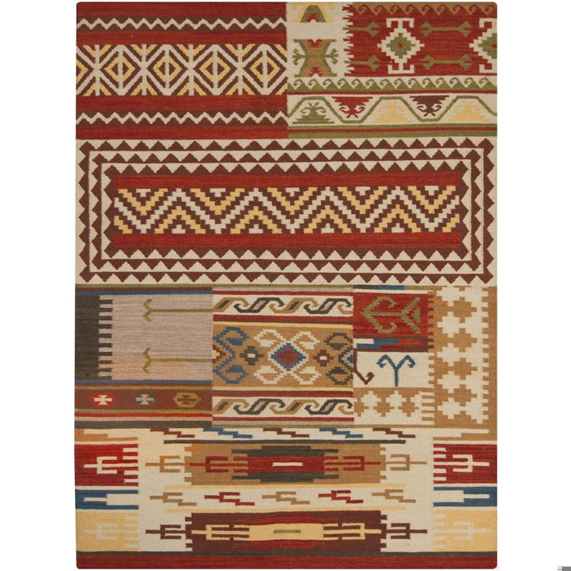 Tapis tissé à la main beige, orange et crème Dupoint Authentic