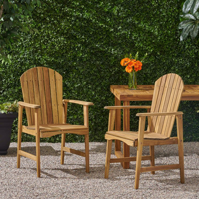 Ensemble de 2 chaises de salle à manger d'extérieur résistantes aux intempéries en bois d'acacia, finition naturelle