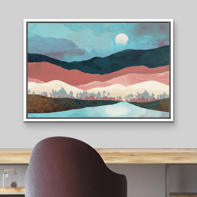 «Pastel Blue Rose Mountain Range Nature Modern Art Abstract Landscape Living Room Room Office on Canvas Print