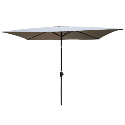 Parasol imperméable d'extérieur 6 x 9 pi avec manivelle et bouton poussoir inclinable sans rabat pour le jardin