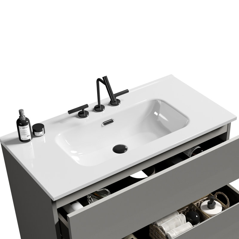 White Ceramic Basin, Seamless Integration Glossy