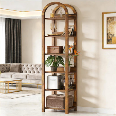 Storage Rack,6-Tier Bookshelf,Slim Arched Bookcase