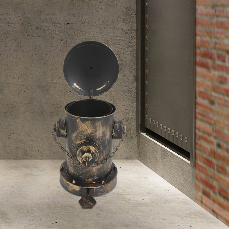 Vintage Metal Step On Trash Can, Bronze