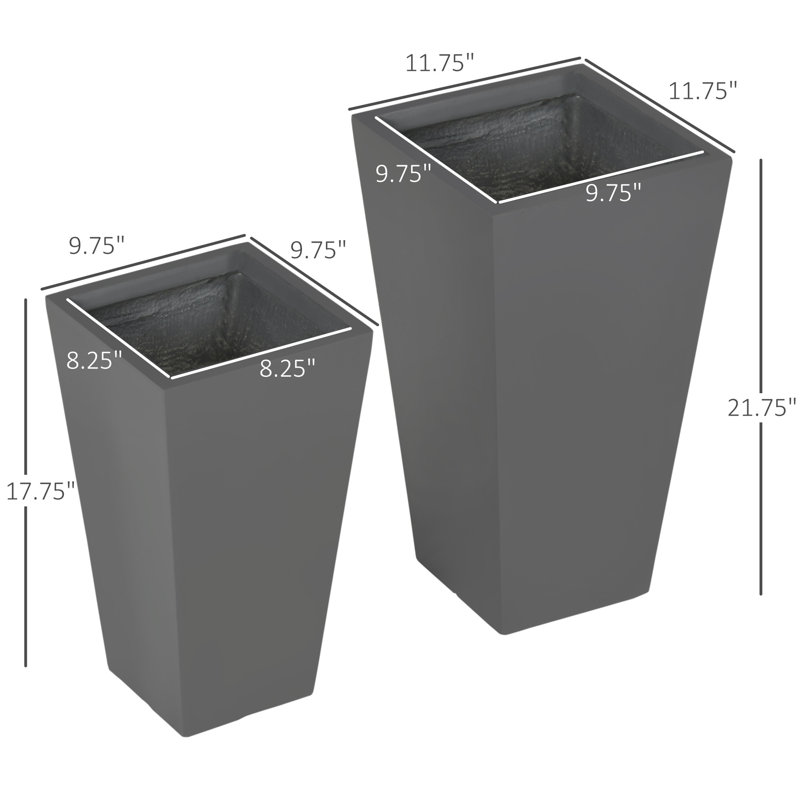 Ensemble de jardinières en oxyde de magnésium durable, design moderne haut pour patio et jardin