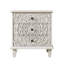 Table de chevet 20,5 po en bois sculpté avec rangement à 3 tiroirs-1059482073
