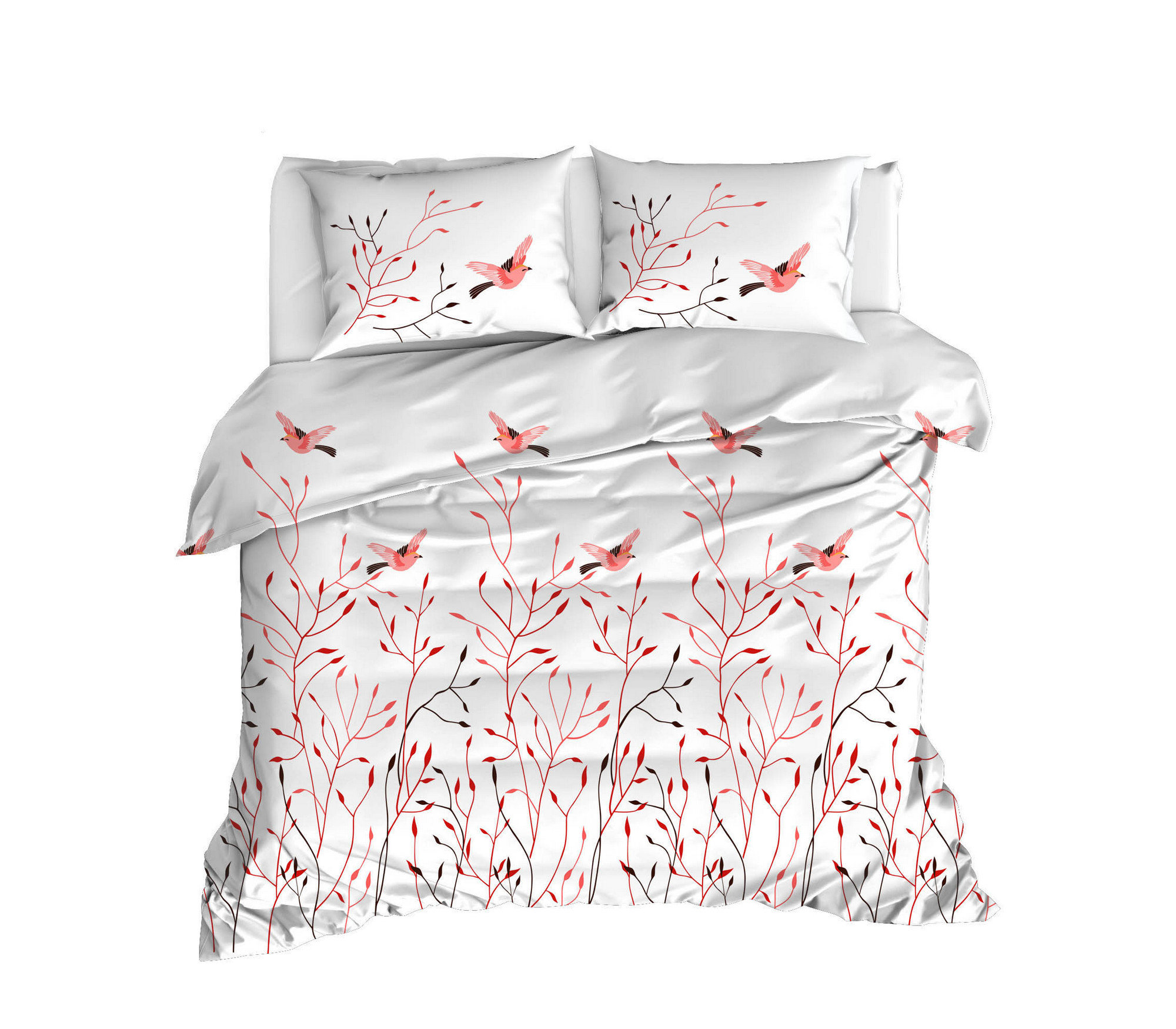 Asir Group INC Prochoros White/Red Cotton Blend 3 Piece Duvet Cover Set