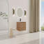Meuble-lavabo mural avec lavabo en céramique blanche et porte à fermeture en douceur