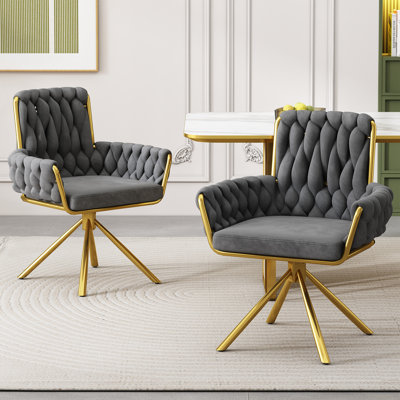 Bessellieu 46cm H Velvet Upholstered Metal Armchair