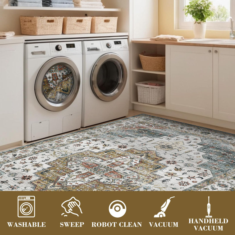 Abstract Machine Printed Area Rug, Rectangle 120 x 170 cm