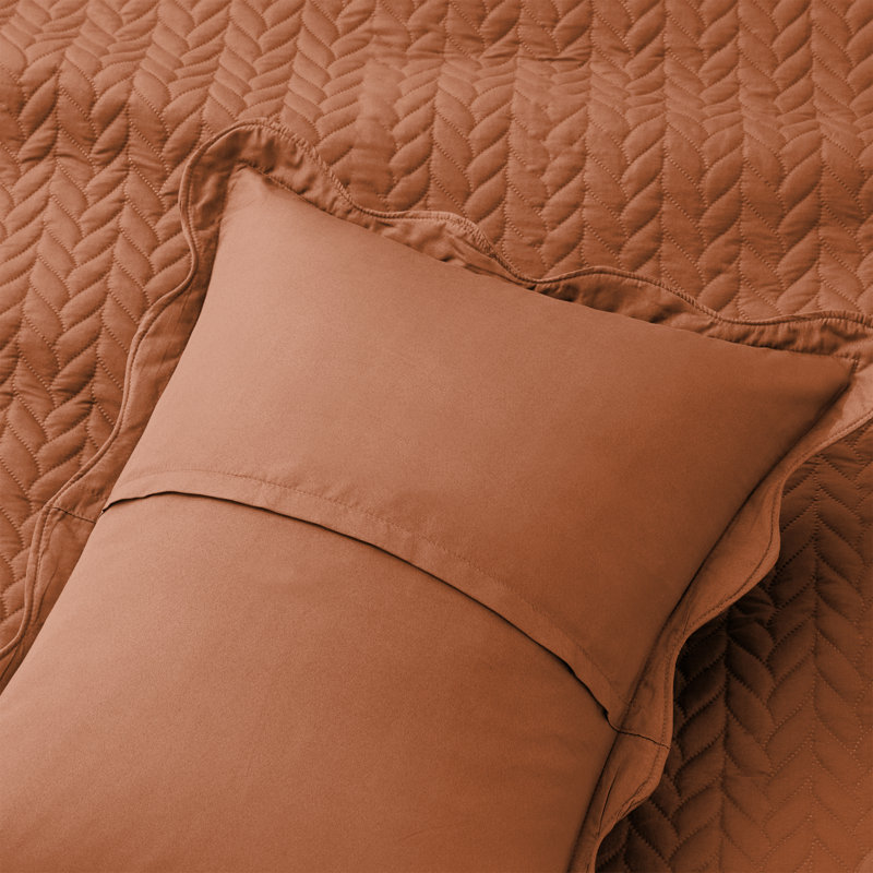 Embossed Microfiber King Coverlet Set – Oversized, Soft & Dust-Resistant, 3-Piece, Rust
