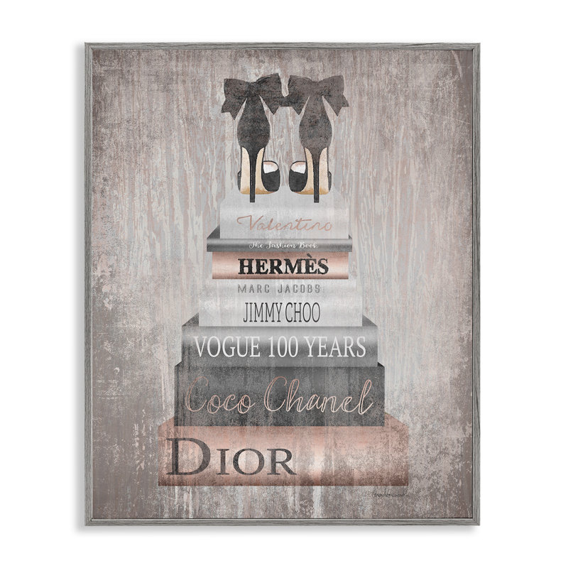 «Book Stack Heels Metallic Pink», impression, Estampe numérique Farmhouse, H 16 po x l 20 po