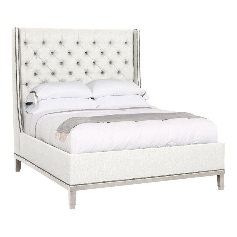 Michael Weiss Queen Upholstered Panel Bed, Worthy Snow, Casa Blanca, Yes