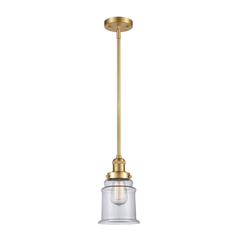 Galaviz 1 - Light Single Pendant, Clear, Satin Gold, 6 Watt Vinage LED Bulb