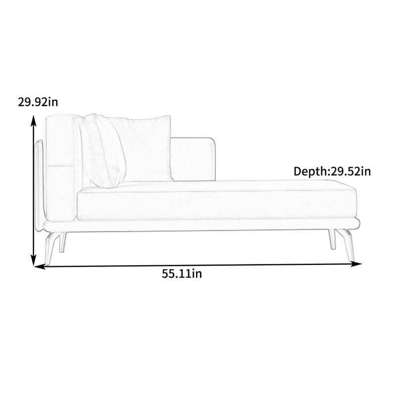 Minimalist high elastic sponge recliner, Left Hand Facing