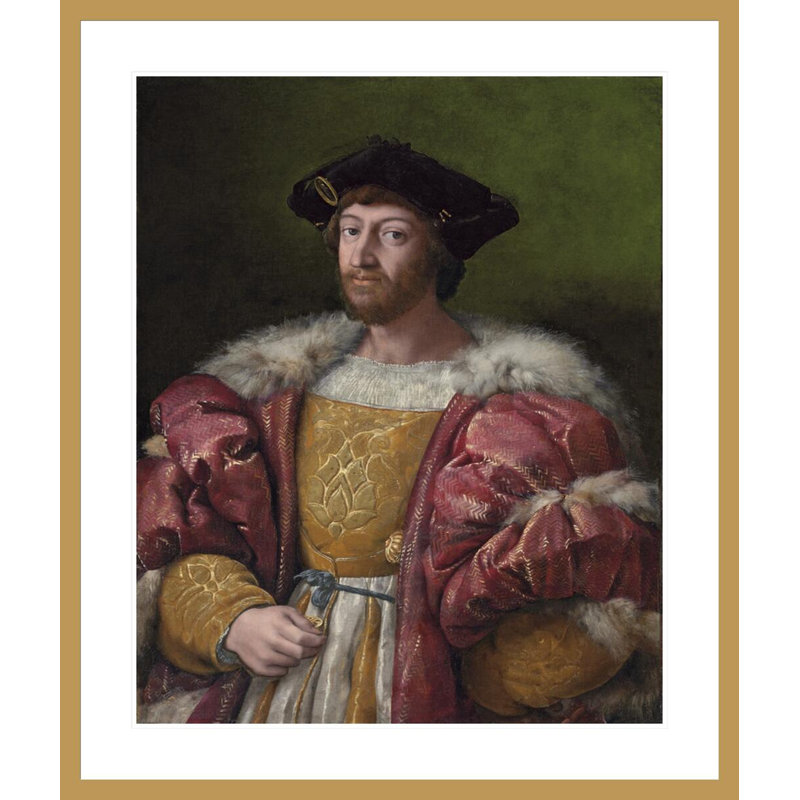 Portrait de Lorenzo de Medici, duc d'Urbino tenant une boîte dorée par Raphael - Impression Giclée encadrée