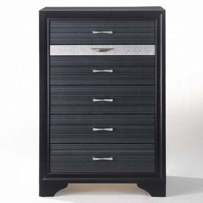 Commode 5 tiroirs Naima, finition noire