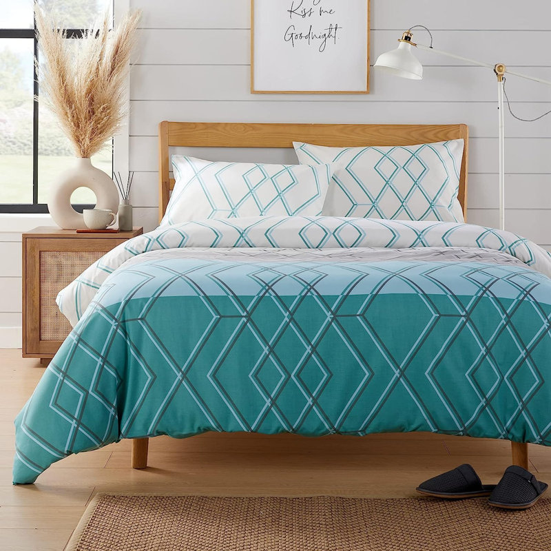 Polyester No Pattern Duvet Cover Set with Pillowcases, Double Duvet Cover Set + 2 Pillowcases, Blue