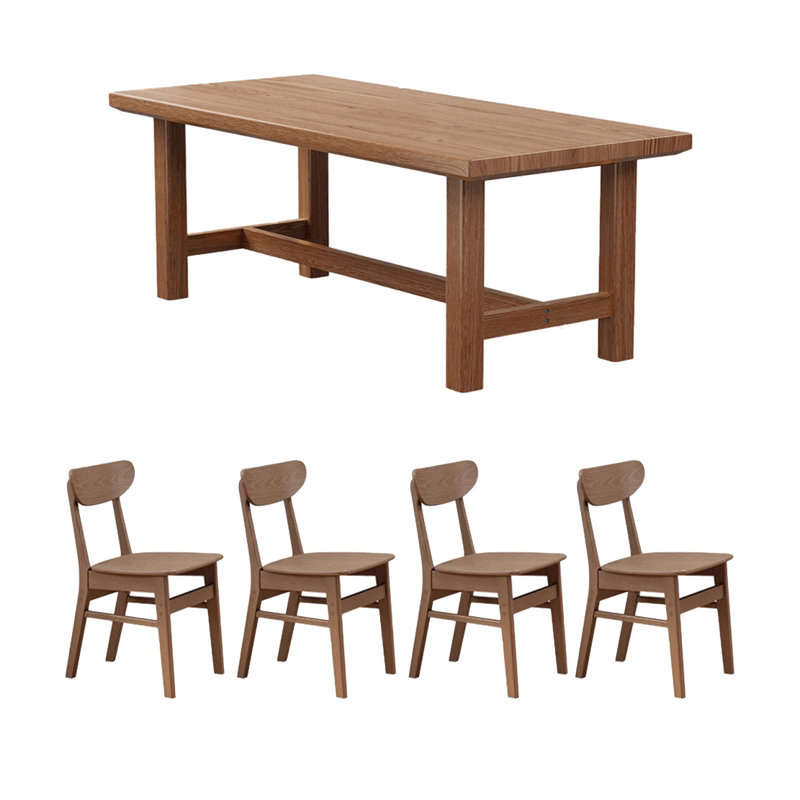 Solid wood solid large table set, 29.52"H x 70.86"L x 35.43"W, Dark Brown