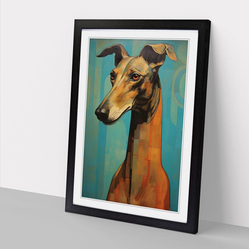 Greyhound Art Deco - Framed Print