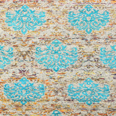 Tapis bleu/jaune contemporain