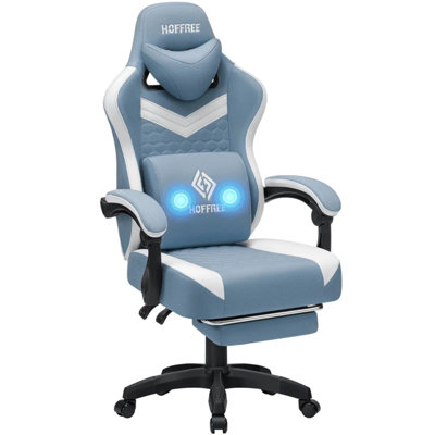Reclining Ergonomic Fabric PC & Racing Game Chair with Vibration Lumbar Pillow by Latitude Run