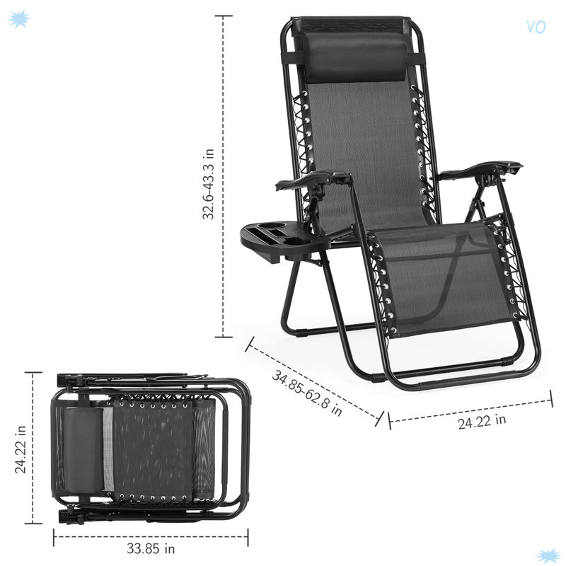 Ensemble de 2 chaises longues Zero Cravity, fauteuils inclinables d'extérieur pour piscine, Noir, noir, noir, noir