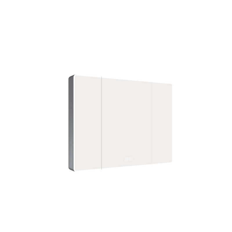 Aluminium Medicine Cabinet Mirror, 35 X 28 Inches Medicine Cabinet With 3S LED Light And Defogging Function, Bathroom Mirror Cabinet With Cosmetic Storage Rack And Hair Dryer Holder