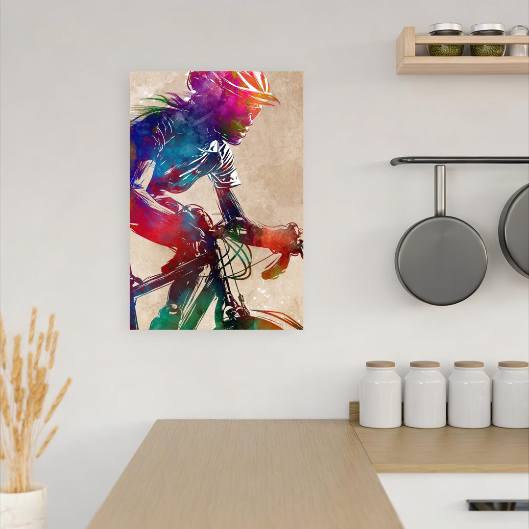 Dynamic Cycling Watercolor Abstract Contemporary City Architecture Wall Art Print