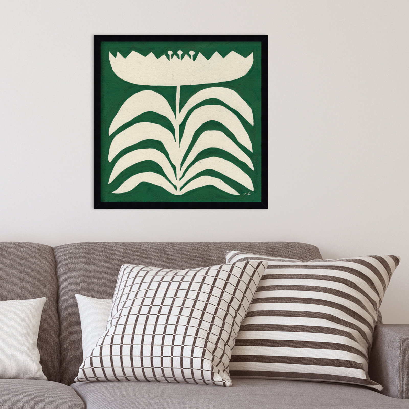 Delighted Floral II Emerald Print, 21" W x 21" H, Black