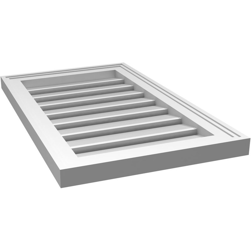 Évent à pignon fonctionnel en uréthane rectangulaire à fixation en surface, brun clair apprêté, H 26 po x l 16 po x P 1,5 po