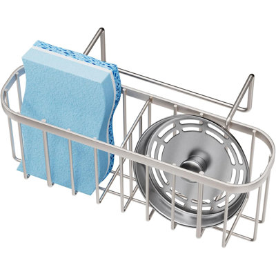 Serviteur de cuisine en acier inoxydable antirouille - Porte-éponge mobile pour éviers à double cuve