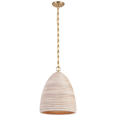Emerson 14" Pendant in Bronze with Ash Rattan Shade