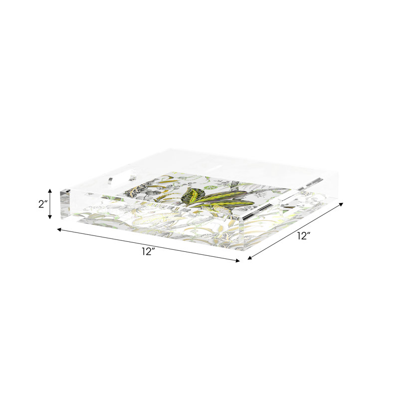 Amazonia Acrylic Square Decorative Tray, 12"W x 12"D x 2"H, Mustard