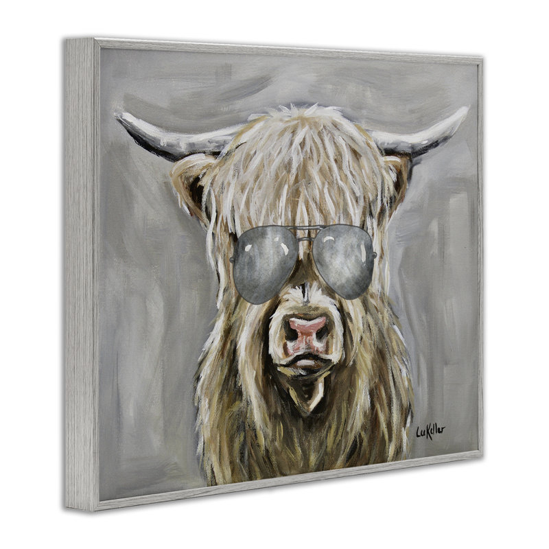 Hipster bovin avec lunettes de soleil, estampe numérique, design par Lee Keller, H 11 po x l 14 po