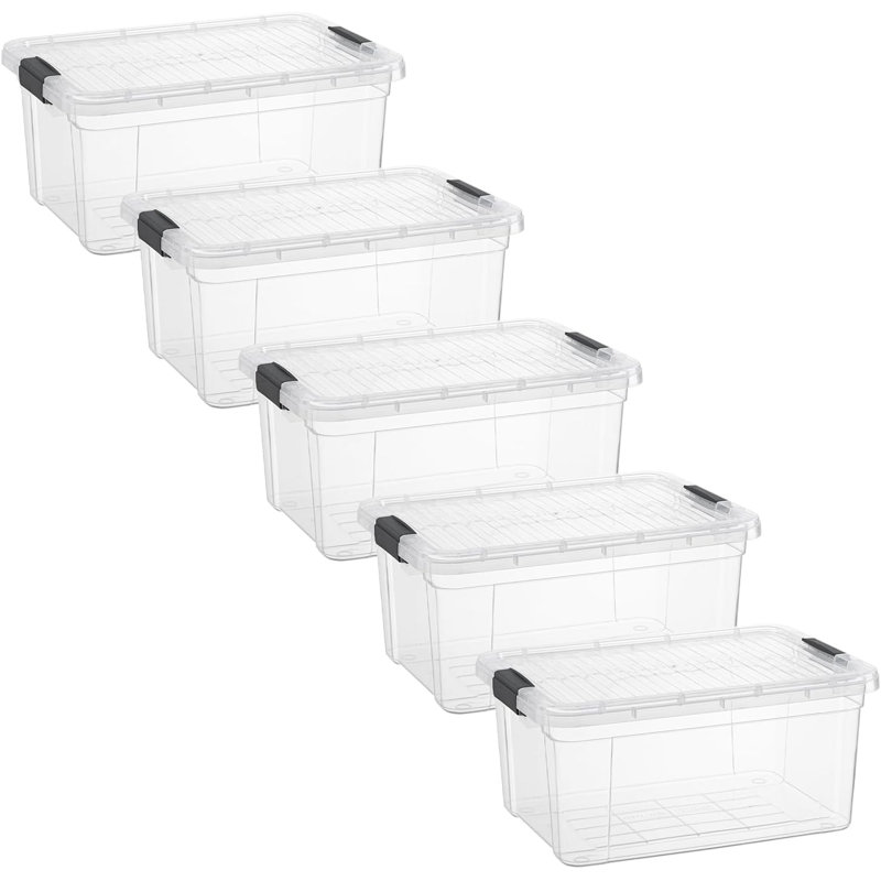 Superio 11 Qt. Clear Storage Bins with Lids, 5 Pack- Plastic Storage Boxes for Home, 11 qt