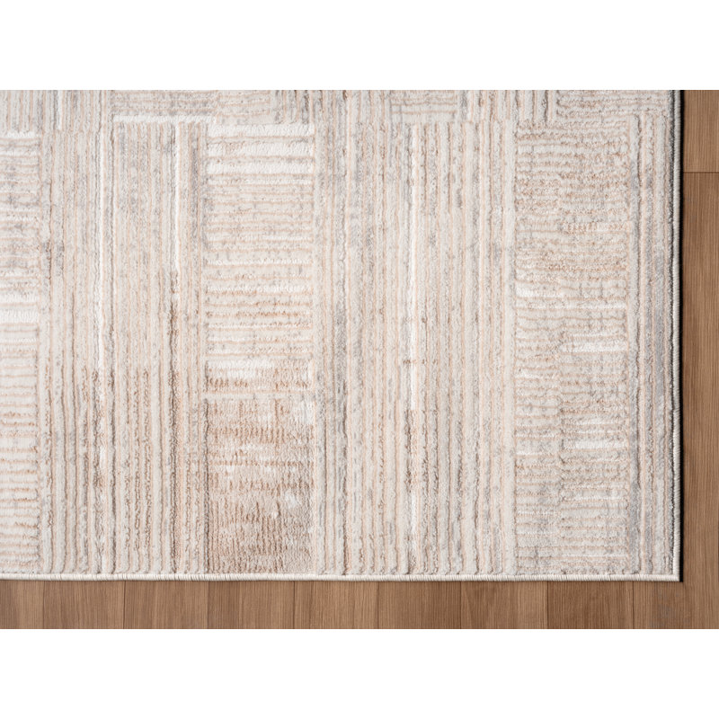 Tapis moderne à motif de blocs linéaires, Tapis de couloir 2 pi 7 po x 7 pi 2 po