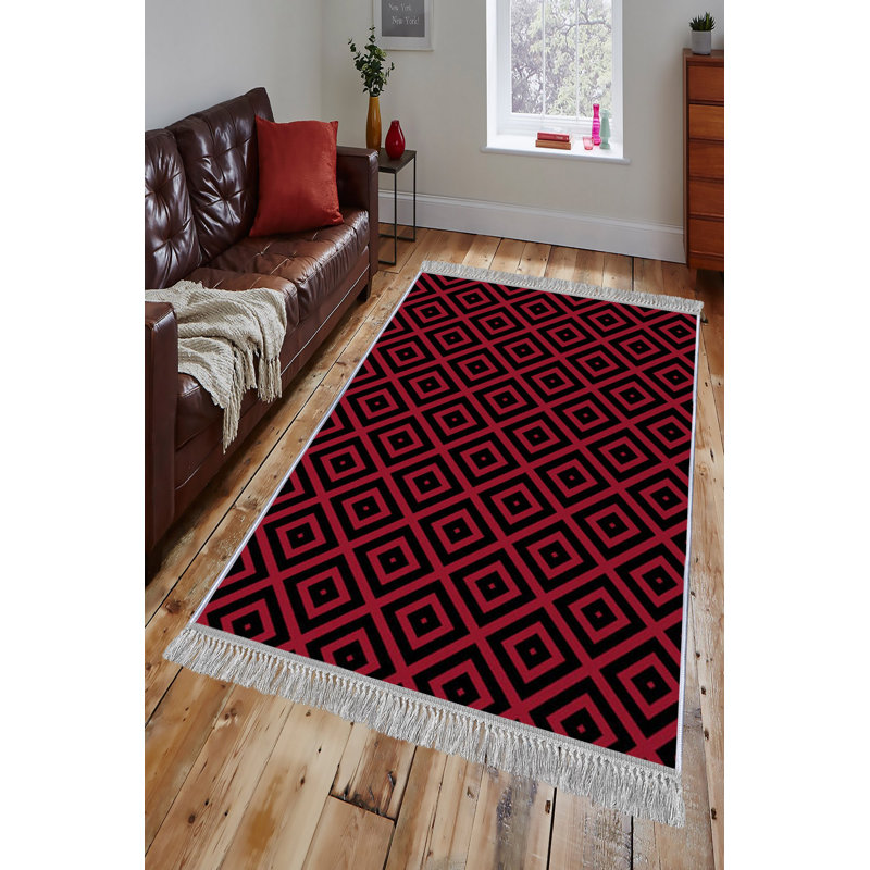 Tapis luxueux en velours (4,6 x 7,2 pi), tissu antibactérien à 100%, envers en coton antidérapant, hauteur des poils: 0,4 po | Lavable à la machine, impression numérique 3D | Parfait pour le décor du salon et de la chambre à coucher, doux et durable
