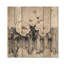 Pivoines par la clôture enneigée en hiver I - Décoration murale en bois de pivoines - sur bois de pin naturel-433837527