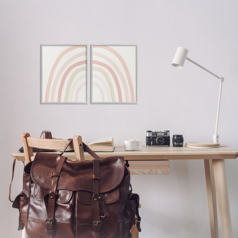 Ensemble de 2 giclées encadrées pour enfants en forme d'arc-en-ciel pastel pour enfants par Leah Straatsma, H 14 po x l 11 po