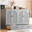 Lit escamotable double avec grand tiroir, gris-121069846-121069843