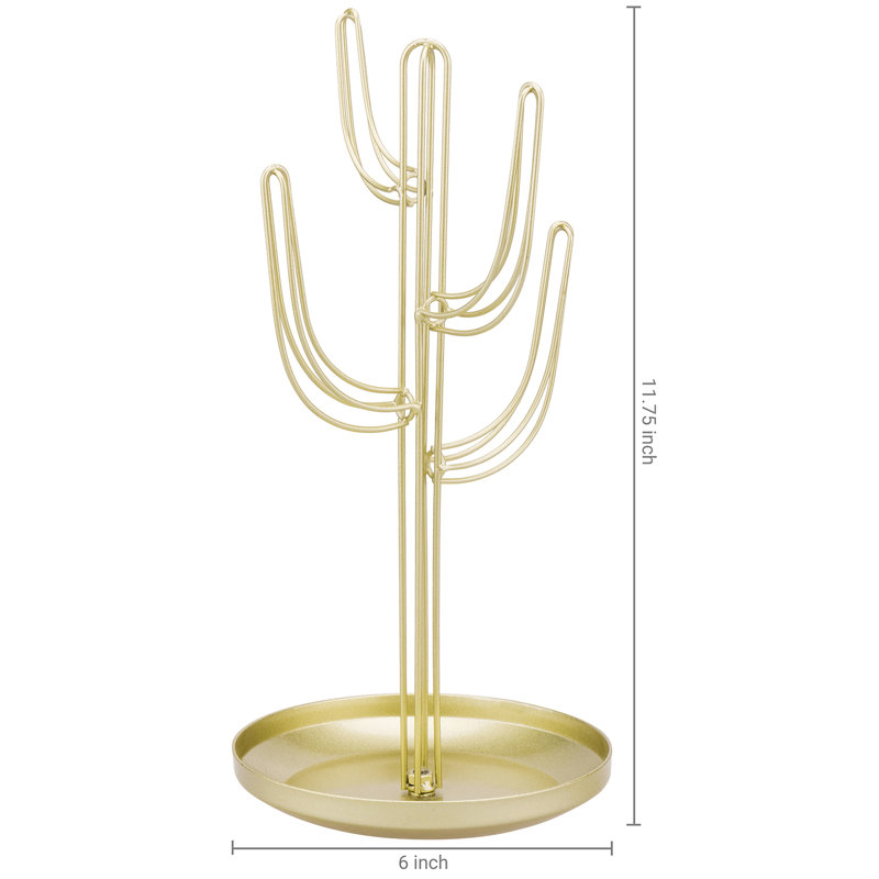 Cactus Gold Metal Jewellery Stand