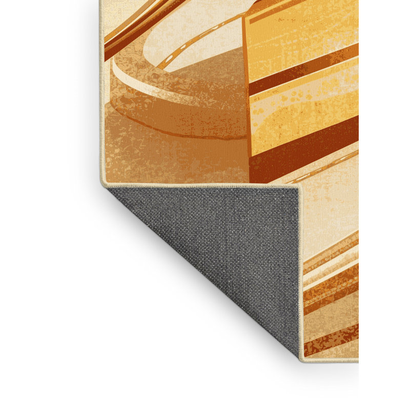 Tapis beige moelleux moelleux et moelleux au fromage Cheesecake - reliure jaune, 8 x 10